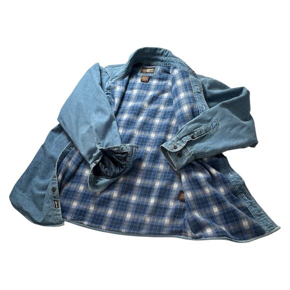 Levis Chore Jacket Flannel Lined Blue Denim Shacket Barn Coat M Workwear Grunge - Picture 6 of 16